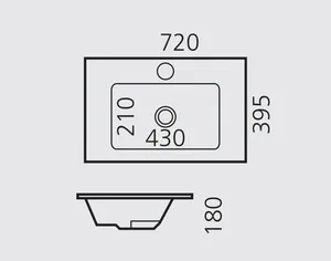 כיור רחצה אינטגרלי רובי 72X39.5X18 ס"מ לבן מבריק RUBI סניטק