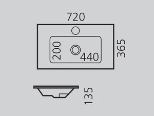 כיור אינטגרלי 72X36.5 ס"מ טוי לבן מבריק TOY סניטק