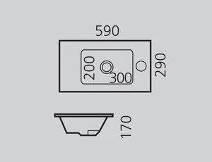 כיור רחצה אינטגרלי 59 ס"מ זכוכית שחורה GLASS סניטק