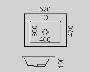 כיור רחצה אינטגרלי 62 ס"מ זכוכית שחורה GLASS סניטק