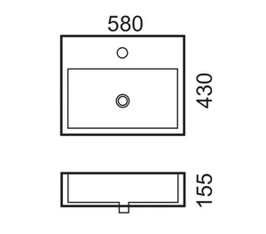 כיור מונח/תלוי 58X43 ס"מ ויסטה לבן מבריק VISTA סניטק