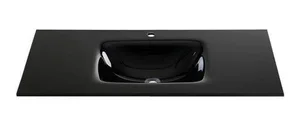 כיור רחצה אינטגרלי 43 ס"מ זכוכית שחורה GLASS סניטק