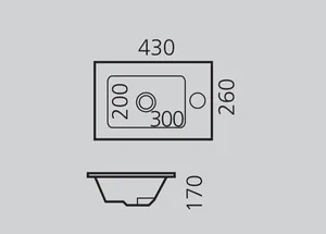כיור רחצה אינטגרלי 43 ס"מ זכוכית שחורה GLASS סניטק
