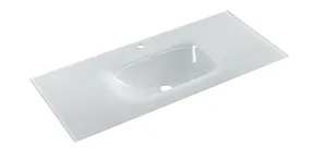 כיור רחצה אינטגרלי 43 ס"מ זכוכית לבנה GLASS סניטק