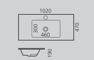 כיור רחצה אינטגרלי 102 ס"מ זכוכית שחורה GLASS סניטק