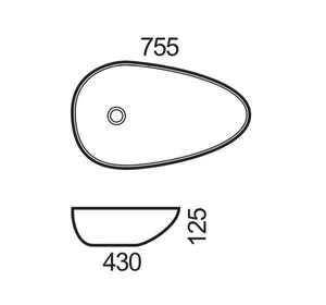 כיור מונח 75.5X43 ס"מ דגם דולפין לבן מבריק DOLFIN סניטק