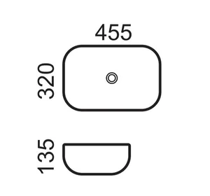 כיור מונח 45.5X32 ס"מ ארתור לבן מט ARTHUR סניטק