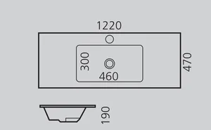 כיור רחצה אינטגרלי 122 ס"מ זכוכית לבנה GLASS סניטק