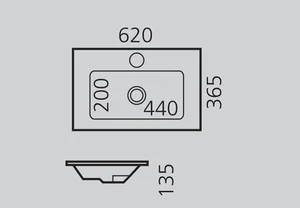 כיור אינטגרלי 62X36.5 ס"מ טוי לבן מבריק TOY סניטק