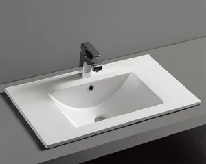 כיור רחצה אינטגרלי רובי 62X39.5X18 ס"מ לבן מבריק RUBI סניטק