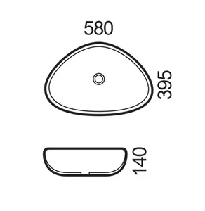 כיור חרס מונח 58X39.5 ס"מ וונסה לבן מבריק VENESSA סניטק