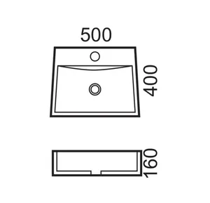 כיור מונח/תלוי 50X40 ס"מ דניו לבן מבריק DANIO סניטק