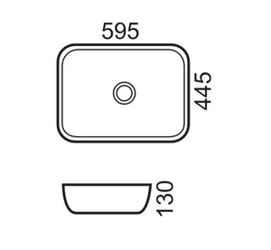 כיור מונח 59.5X44.5 ס"מ לייט לבן מבריק LIGHT סניטק