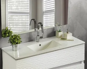 כיור רחצה אינטגרלי סקיני 122X47X19 ס"מ לבן מבריק SKINNY סניטק