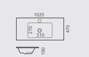 כיור רחצה אינטגרלי סקיני 102X47X19 ס"מ לבן מבריק SKINNY סניטק