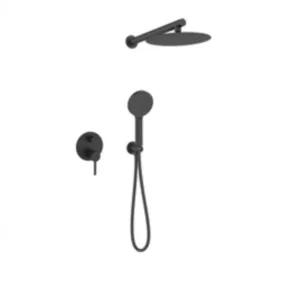 סט מקלחת 6 חלקים דגם מגנום ראש מקלחת אינטרפוץ 4 דרך זרוע מזלף 3 מצבים נקודת מים עם מתלה וצינור שחור מט MAGNUM-K סניטק