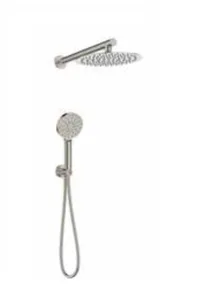 סט מקלחת דגם דנבר ראש מקלחת זרוע מזלף 3 מצבים נקודת מים עם מתלה וצינור ניקל מוברש DENVER-N סניטק