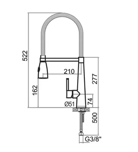 ברז מיקסר גבוה פיה מסתובבת מזלף נשלף דו מצבי ניקל KM0922CH סניטק