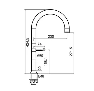 ברז מטבח גבוה גאן מטאל (גרפיט) KM0950GM סניטק