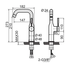 ברז לכיור רחצה פיה מסתובבת ניקל מוברש PL701N סניטק