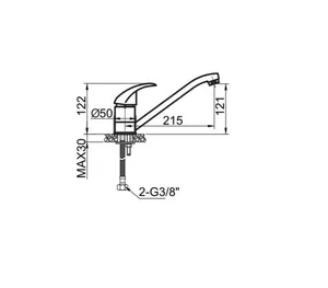 ברז מטבח פיה ארוכה מסתובבת דגם מרין כרום MR0114CH סניטק