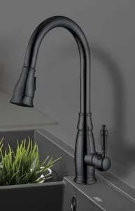 ברז מיקסר גבוה פיה מסתובבת מזלף נשלף דו מצבי זהב מוברש OB0804G סניטק