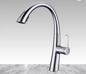 ברז מיקסר גבוה פיה מסתובבת מזלף נשלף דו מצבי ניקל - OB0801CH סניטק