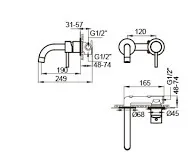 ברז קיר לכיור רחצה מונח דגם סודלייט שחור מט - GP0137K סניטק