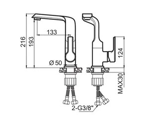 ברז לכיור רחצה בעיצוב יוקרתי פיה מסתובבת זהב מוברש ZV0124G סניטק