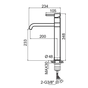 ברז גבוה לכיור רחצה פיה ארוכה מסתובבת זהב מוברש ZV0446G סניטק