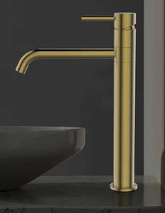 ברז גבוה לכיור רחצה פיה ארוכה מסתובבת ניקל מוברש ZV0446N סניטק