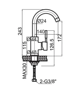 ברז לכיור רחצה פיה מסתובבת זהב מוברש ZV0121G סניטק