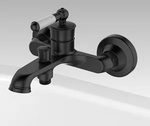 סוללה לאמבטיה רטרו צינור ומזלף דגם ויולה שחור מט - AN0526K סניטק