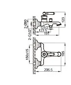 סוללה לאמבטיה רטרו צינור ומזלף דגם ויולה שחור מט - AN0526K סניטק