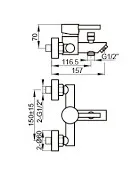סוללה לאמבטיה צינור ומזלף דגם סודלייט ניקל - ZV0422CH סניטק