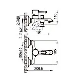 סוללה לאמבטיה צינור ומזלף דגם פלורי ניקל - ZV0421CH סניטק