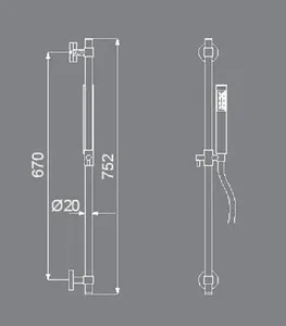 מוט נייד BRASS: מוט מזלף מאחז מתכוונן צינור גמיש שחור מט - אריסטו ARISTO סניטק