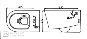 אסלה תלויה זאוס 55 ס"מ לבן סניטק