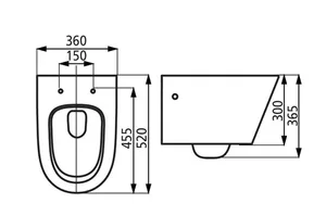 אסלה תלויה דגם סיקלון 52 ס"מ טורנדו לבן מבריק CIKLON סניטק