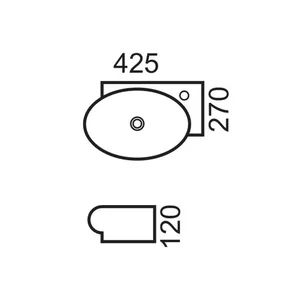 כיור מונח/תלוי 42.5X27 ס"מ דגם לילך לבן מבריק LILACH סניטק