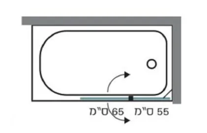 אמבטיון RIO - ריו 120 ס"מ דלת + דופן קבועה סניטק