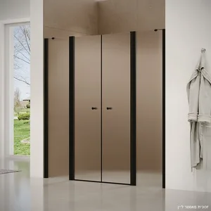 מקלחון חזית 2 דפנות קבועות + 2 דלתות על ציר אנדרסון 121-265 ס"מ שחור מט DorRaphael