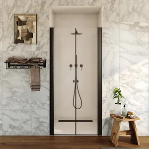 מקלחון חזית 2 דלתות על ציר קווינזי 120-145 ס"מ שחור מט DorRaphael