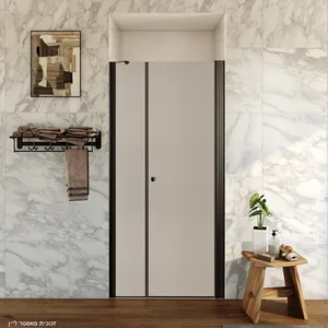 מקלחון חזית דופן קבועה + דלת על ציר ראסל 96-130 ס"מ שחור מט DorRaphael