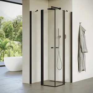 מקלחון פינתי 2 דלתות + 2 דפנות קבועות מונרו 76-79 ס"מ / 86-89 ס"מ שחור מט DorRaphael