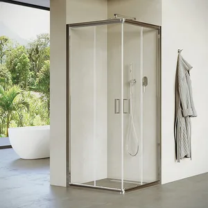 מקלחון הזזה פינתי 2 דפנות קבועות + 2 דלתות וושינגטון 66-89 ס"מ ניקל כרום DorRaphael