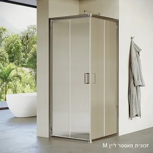 מקלחון הזזה פינתי 2 דפנות קבועות + 2 דלתות וושינגטון 66-89 ס"מ ניקל כרום DorRaphael