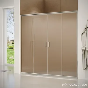 מקלחון חזית 2 דפנות קבועות + 2 דלתות הזזה אוונס 165-180 ס"מ ניקל כרום DorRaphael