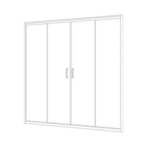 מקלחון חזית 2 דפנות קבועות + 2 דלתות הזזה אוונס 165-180 ס"מ ניקל כרום DorRaphael