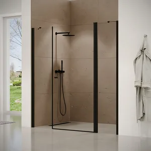 מקלחון חזית 2 דפנות קבועות + דלת שרלטון 122-205 ס"מ שחור מט DorRaphael